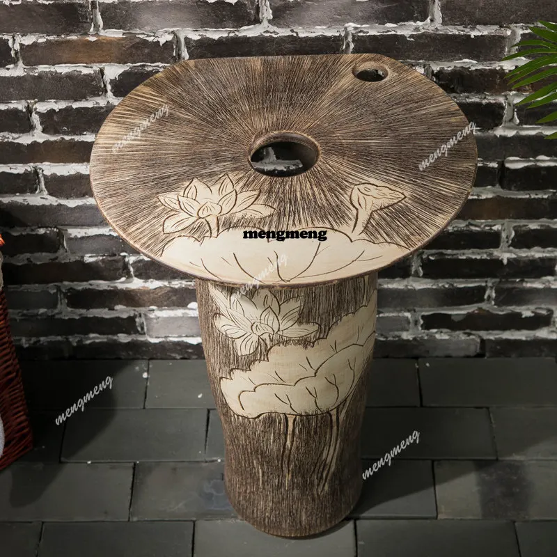 Balkon binnenplaats kolomwastafel geïntegreerde wastafel van vloer tot plafond, keramische wastafel voor buiten