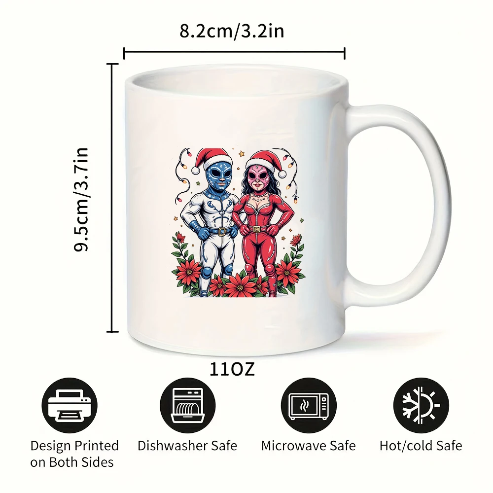 Taza con temática navideña de dibujos animados de 11oz + decoración festiva, taza para niños, taza de café para oficina familiar, juego de regalo de Navidad