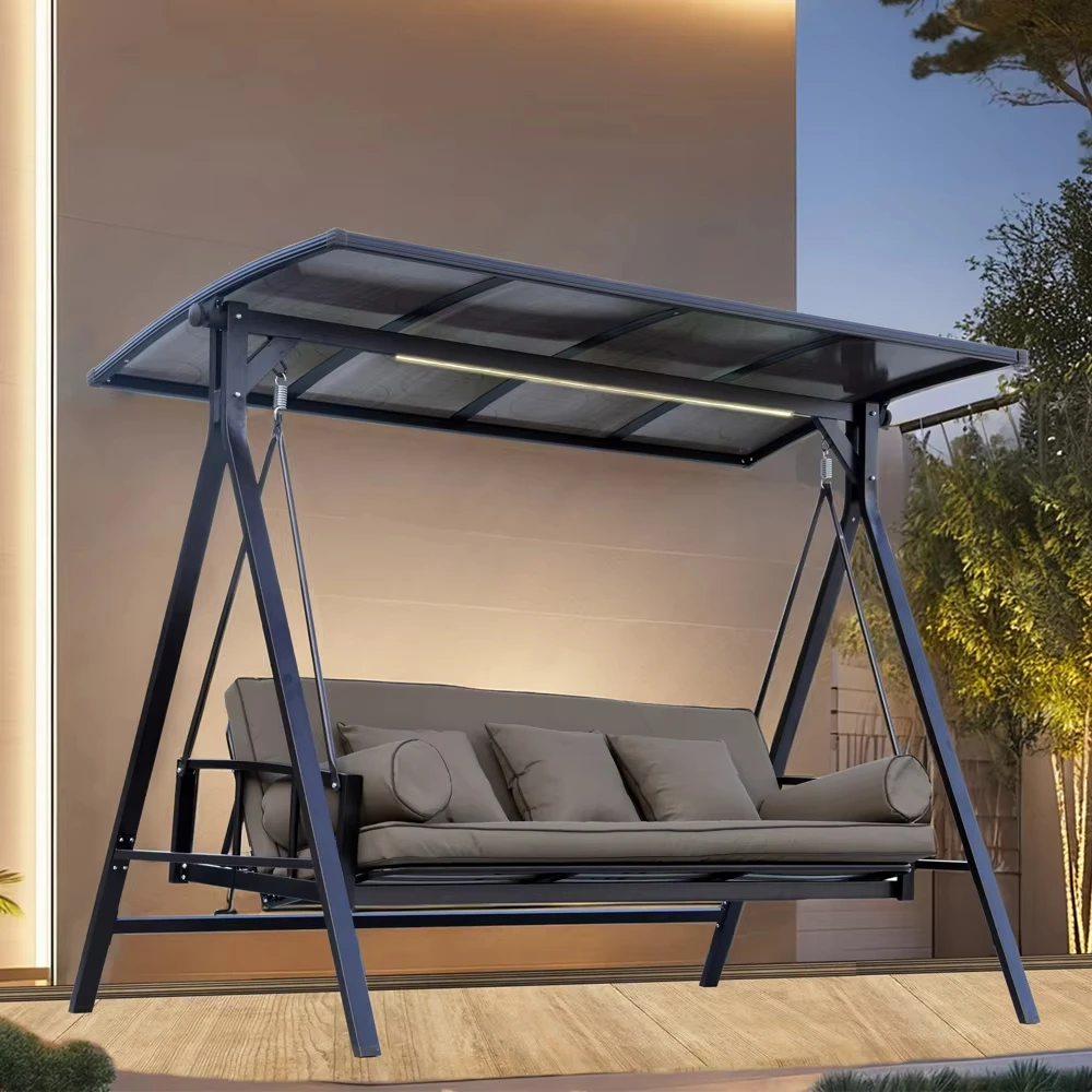 

Waterproof 3-Seat Outdoor Metal Patio Swing Garden Replacement Hammock Chair for Courtyard & Park Fabric Outdoor Furniture