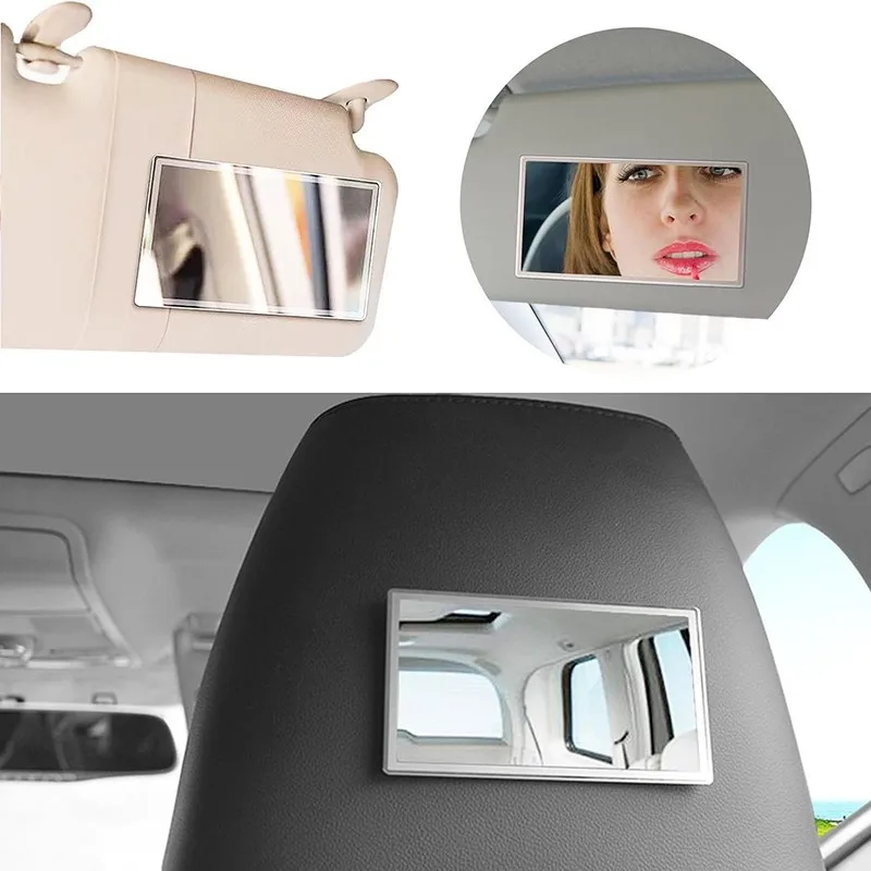 Car Makeup Mirror Car Stainless Steel Portable Auto Sun-Shading Visor HD Mirrors Car Interior Mirror Universal Car-styling view 2
