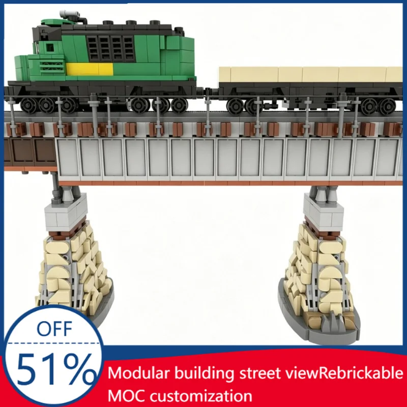 

1998PCS Customize Box Girder Bridge And 3-Wide Train City Railway Model Building Blocks Assembly Educational Toy Christmas Gift