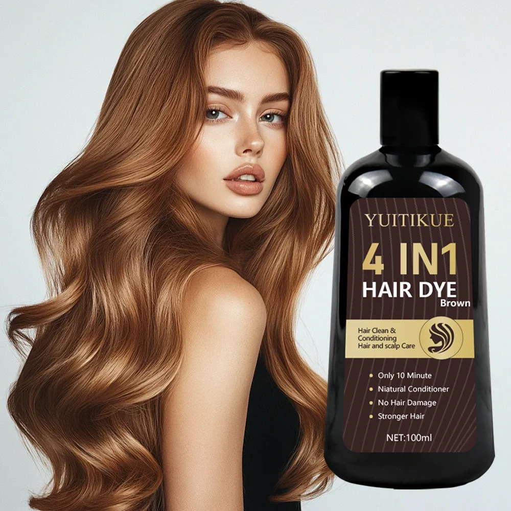 100ml ブラウンヘアカラー、オーガニック処方、白髪を永久的にカバー、輝きと自然さ、男女兼用