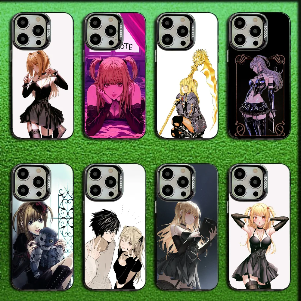 

D-Death Note Misa Amane Phone Case For iPhone 16,15,14,13,12,11,Mini,Pro,MAX Gray Matte Silicone Black Cover