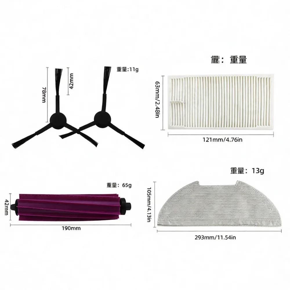 For Eureka E20 Plus Vacuum Cleaner Parts Main Roller Brush Hepa Filter Mops Side Brushes Household Sweeper Replacement Kit