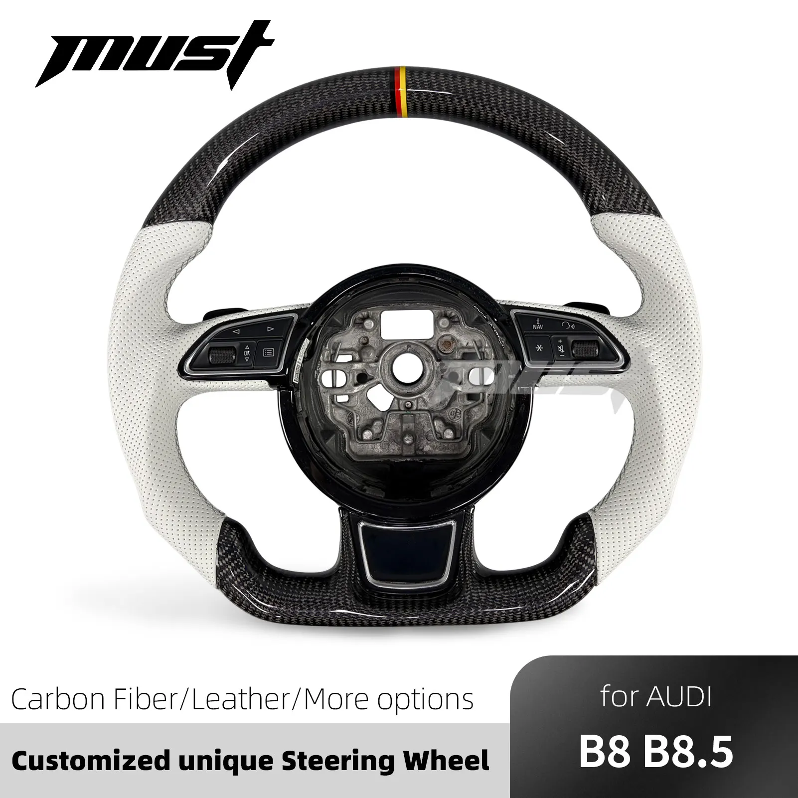 

for Audi B8 B8.5 D4 A3 A4 A5 A6 A7 A8 S4 S5 S6 S7 S8 RS5 RS7 Sportback 2012-2015 Customized Carbon Fiber Steering Wheel