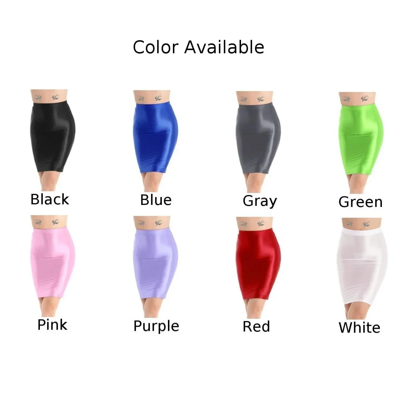 Women Glossy Shiny High Waist Pencil Mini-Skirt Stretchy Bodycon Shirts Clubwear 2023 Fashion Fit A-Line Sexy Tight Skirt