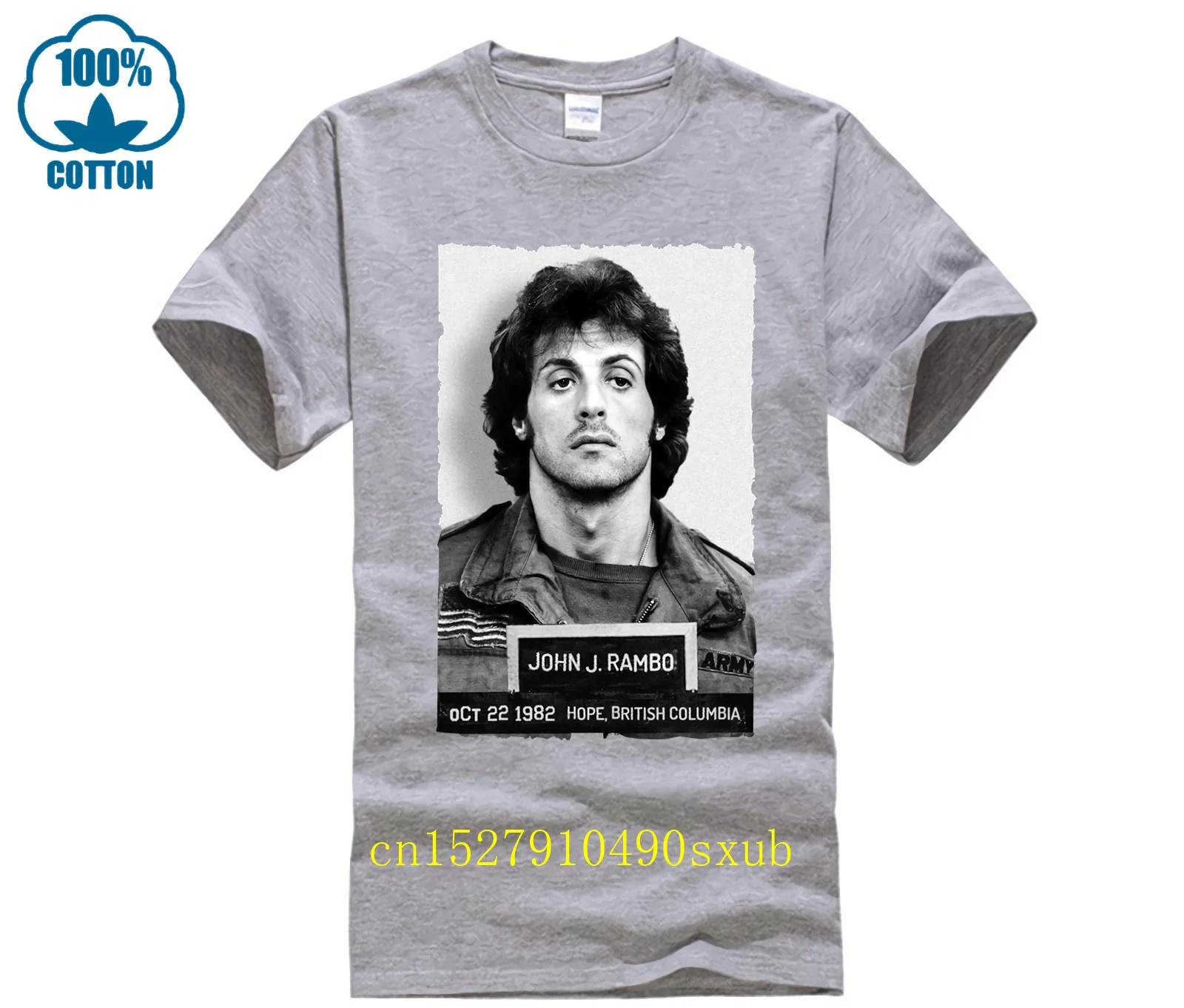 Men Printing Short Sleeve O Neck Tshirt John Rambo Mugshot Tee Summer Fashion  T-Shirt