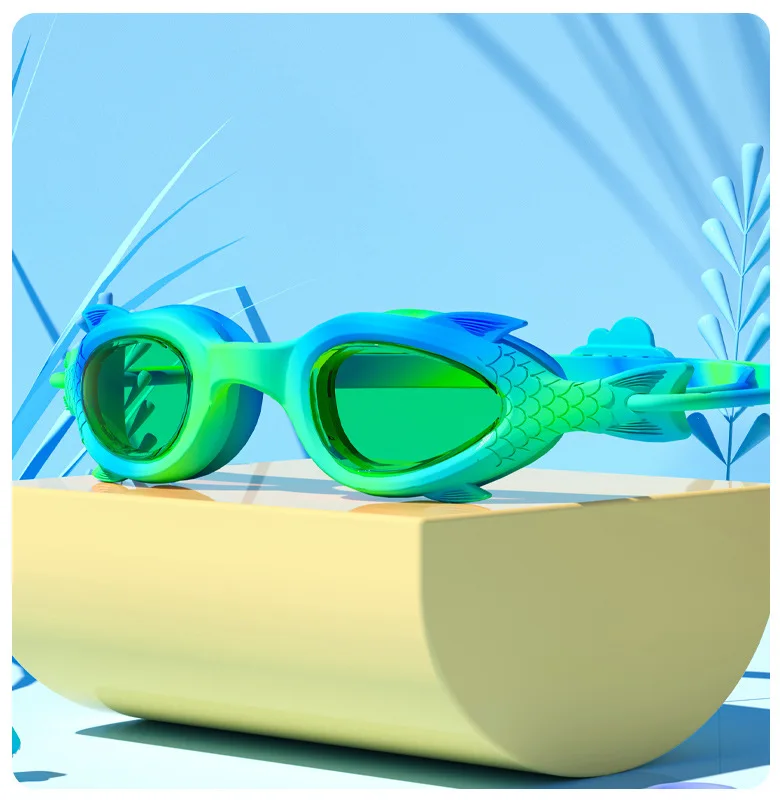 Professionelle Schwimmbrille HD Wasserdichte Anti-Fog-Silikon-Badekappe Wasser-Schwimmbrille Kappen für Kinder