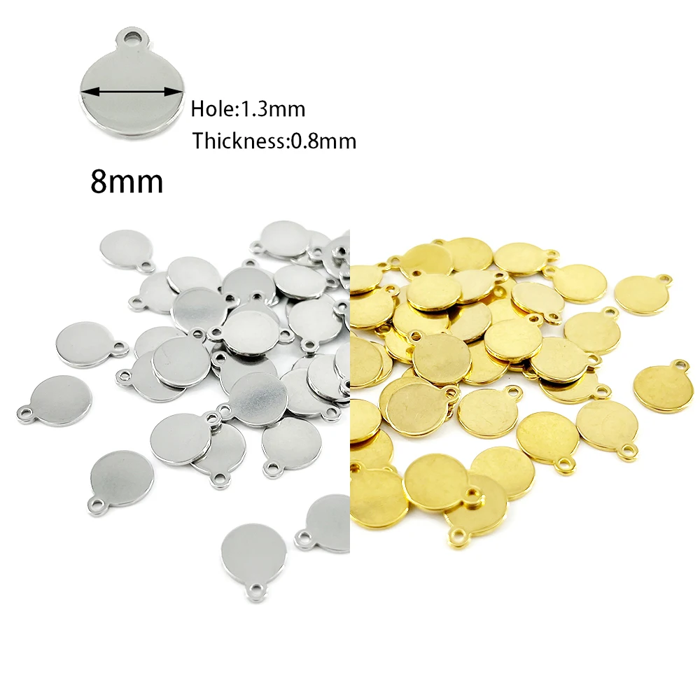 100 stks/partij Custom Pandant Rvs Blank Stempelen Dog Tags Charms Staal Goud Kleur Tag Persoonlijkheid Lasergravure LOGO