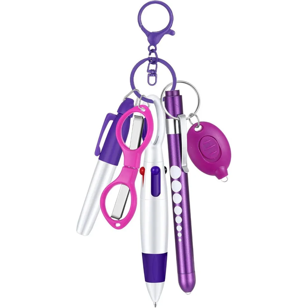 safe Portable Retractable Ball Pen Set Multicolor Multifuction 6-in-1 Nurse Pen Provide lighting plastic Nurse Pen Set Gift