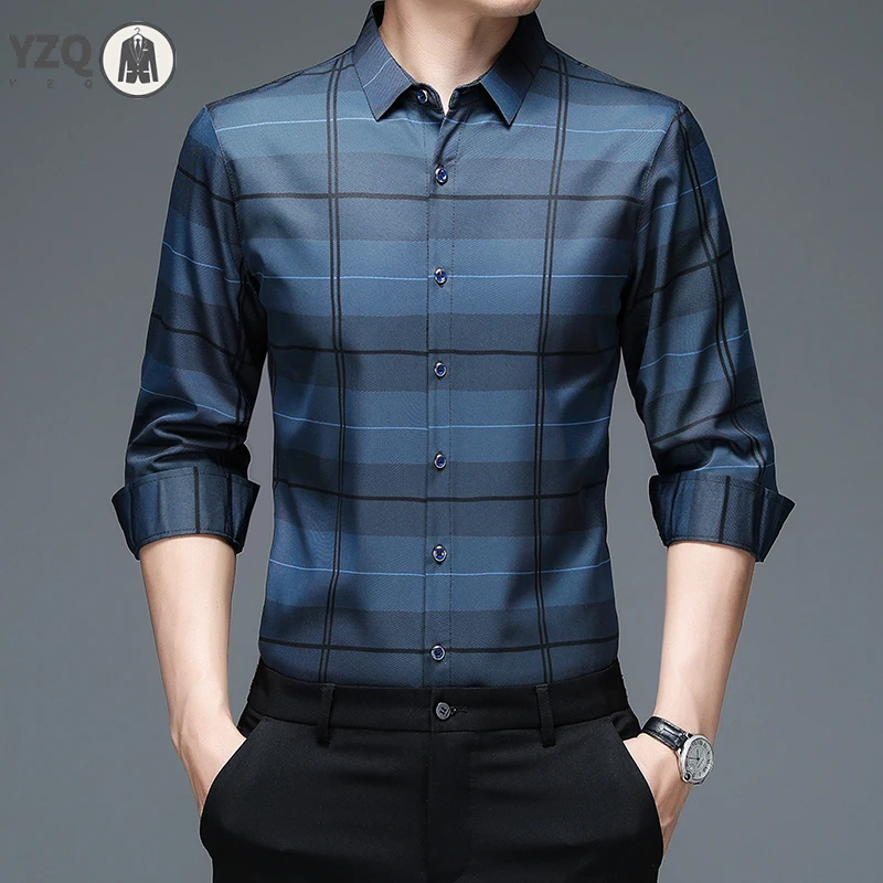 New Men\'s Casual Printed Long Sleeved Lapel Shirt for Spring and Autumn Fashion Comfortable Wrinkle Free Top Without Ironing