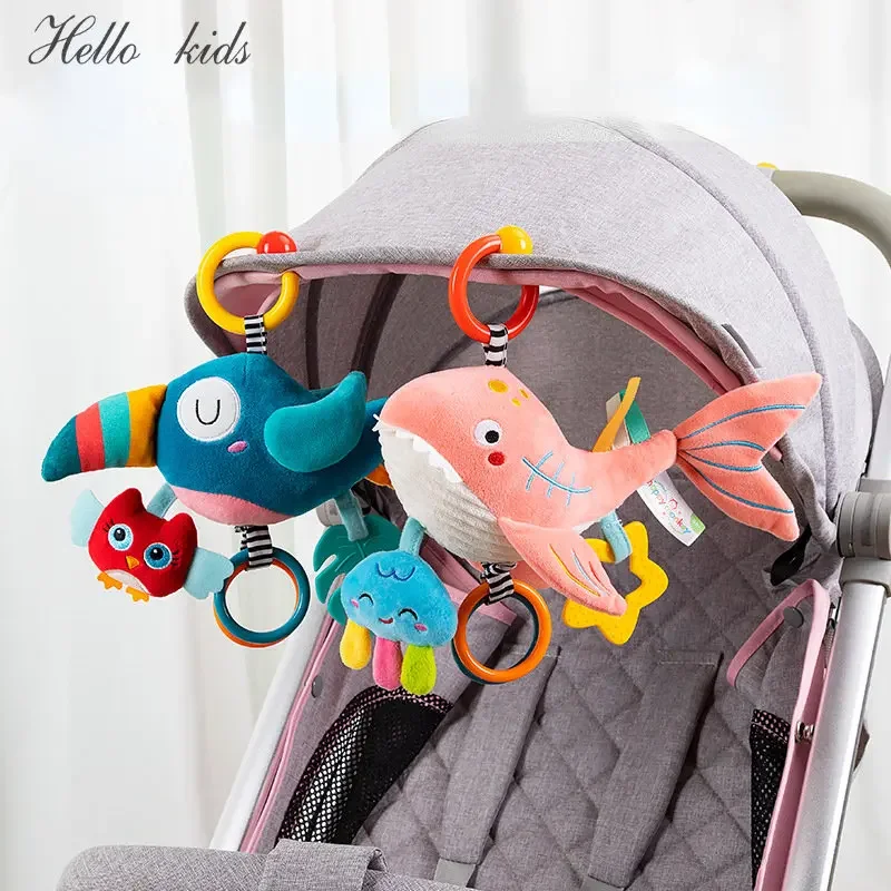 Newborn Infant Soft Plush Toy Teether Rattles Toys Baby Educational Toys Brain Developmental Hand Grip Cute Stuffed Animal Toys