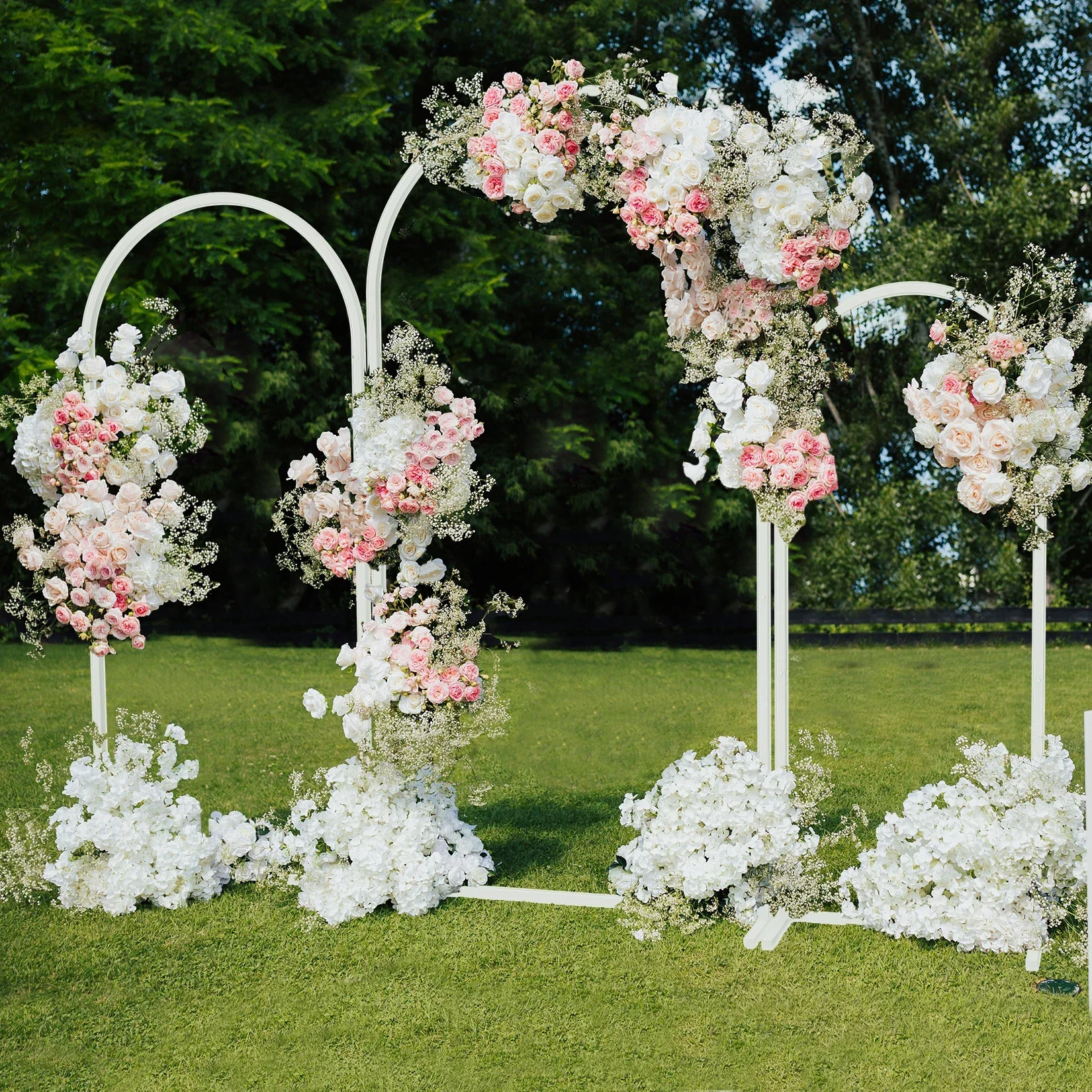 Set of 3 Wedding Arch Balloon Frame Metal Backdrop Stand Garden Floral Arch Deco