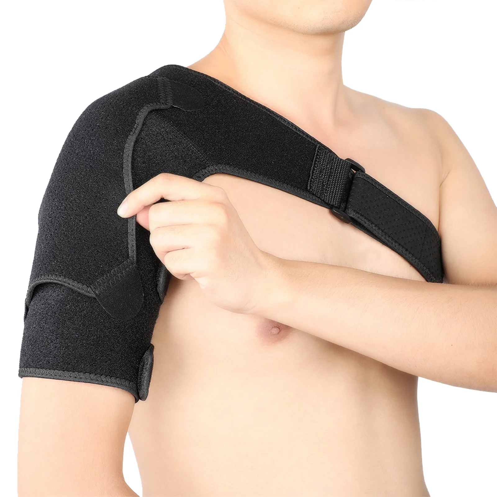 Shoulder Protector Shoulder Wrap Brace Stable Support Black Lightweight Breathable Fabric for Home Fitness for 39-55in Chest