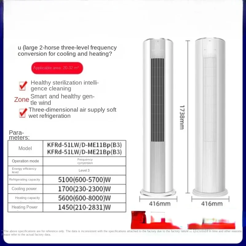 Vendite calde Vendite caldeCondizionatore d'aria verticale con frequenza variabile di 3 cavalli fredda e calda a doppio uso domestico, 2p, tre livelli