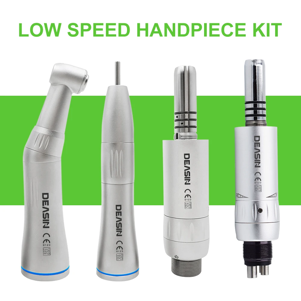 Dental Low Speed Handpiece Kit Air Turbine Straight Contra Angle Air Motor Inner Water Spray 2/4Holes Available Dentistry Tools