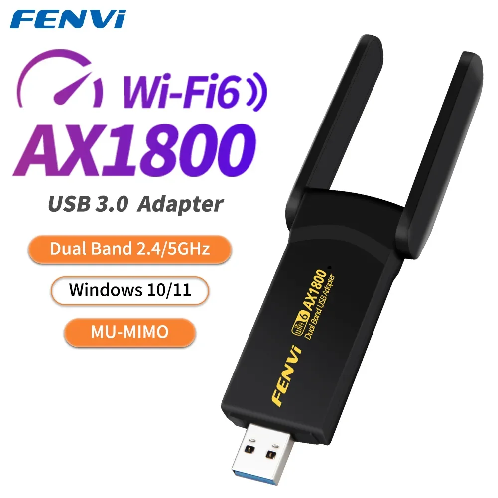 fenvi WiFi 6 AX1800 USB 3.0 Adapter Dual Band 2.4G/5Ghz USB Receiver Dongle Wifi Network Card Antenna Wireless For PC Laptop 