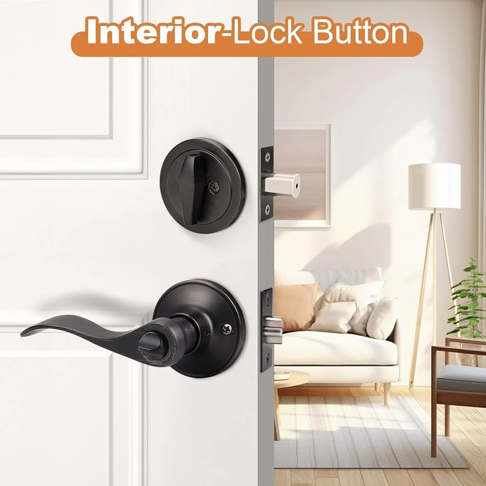 Oil Rubbed Bronze Door Lever Deadbolt Sets Keyed Alike Entry Hardware Exterior Doors Single Cylinder Lock Set 6 Packs
