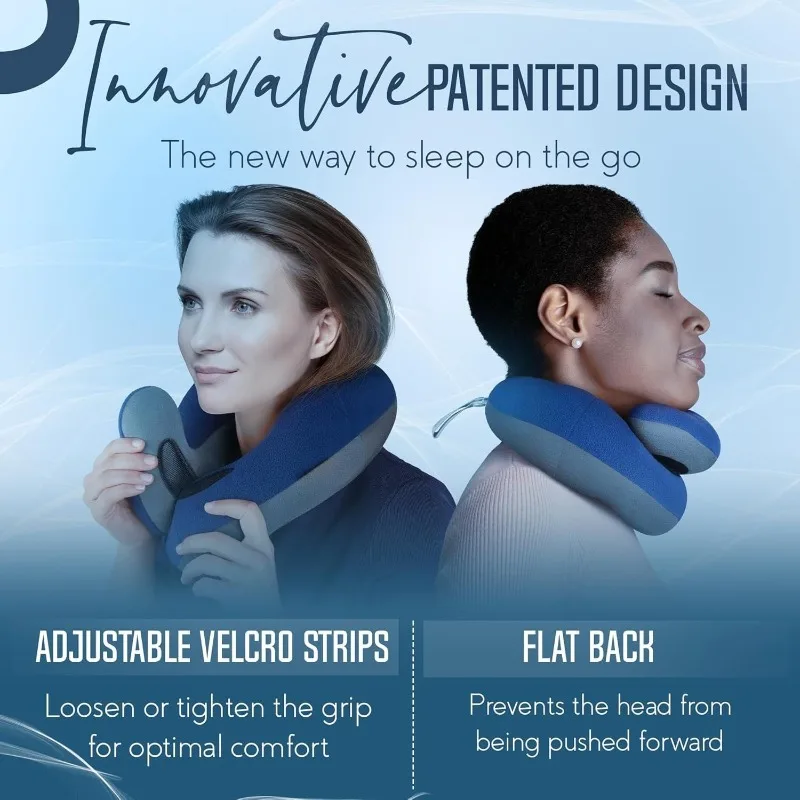 

Travel Neck Pillow For Airplane – Patented Double Support For Head, Neck, And Chin. Best For Long Flights, Plane Sleeping