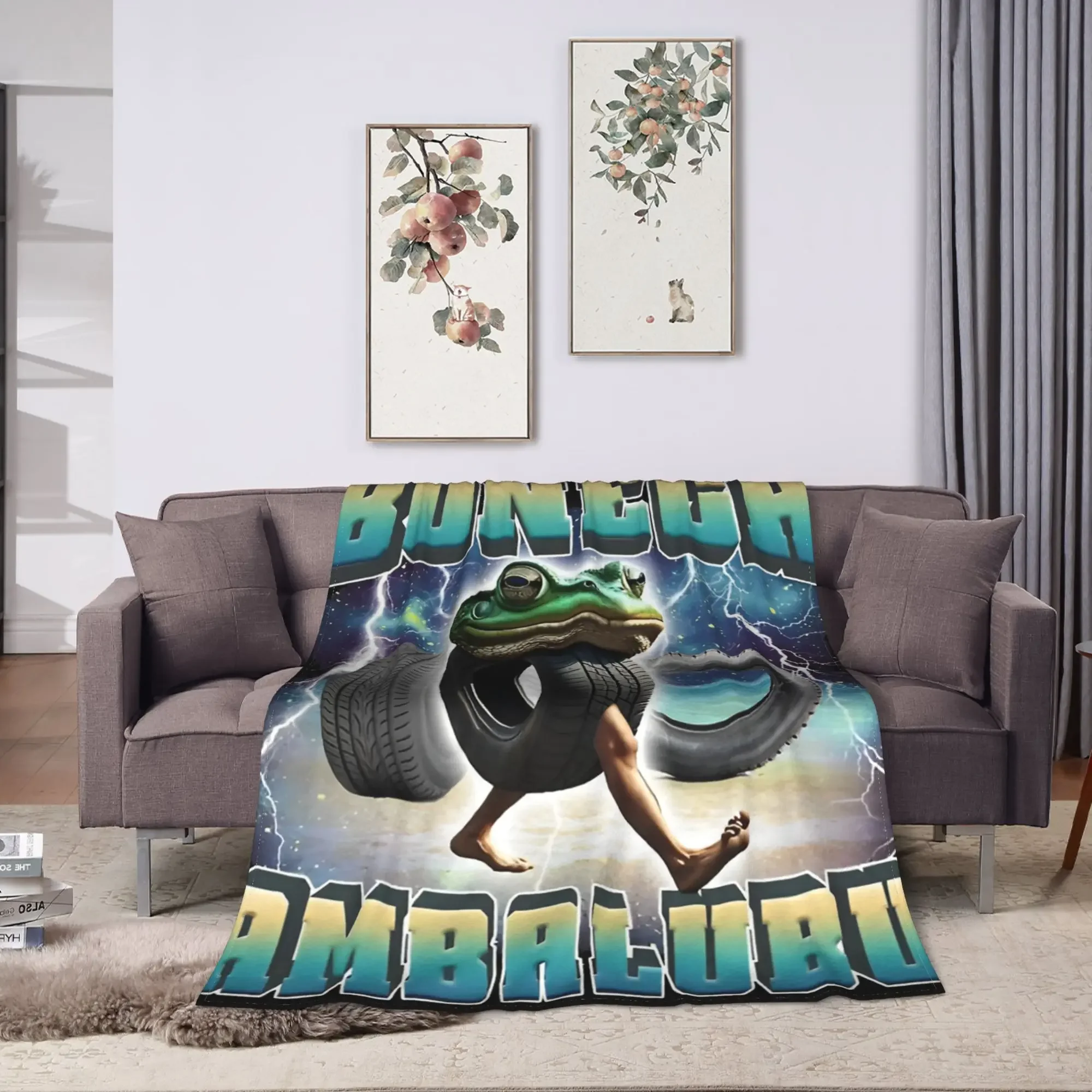 Boneca Ambalubu Funny Italian Brainrot Meme Flannel Blankets  Warm Soft Throw Blanket for Outdoor Bedspread Sofa Bed Cover