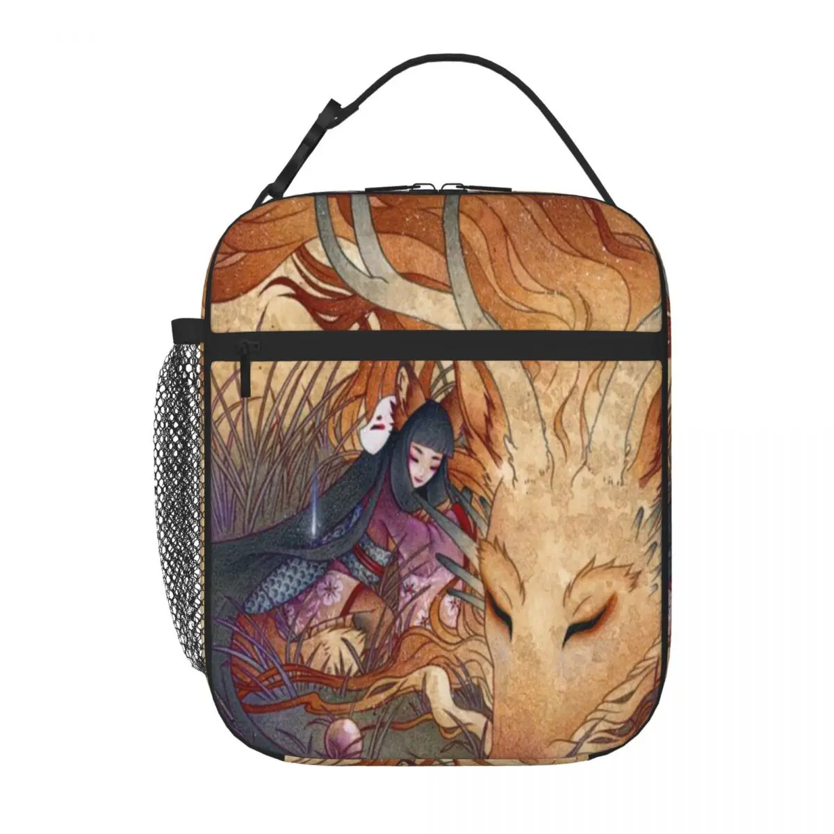 Hot Sale Slumbering Kitsune And Dragon Vintage Insulated Food Bag Office Picnic Break Camping Lunch Bag