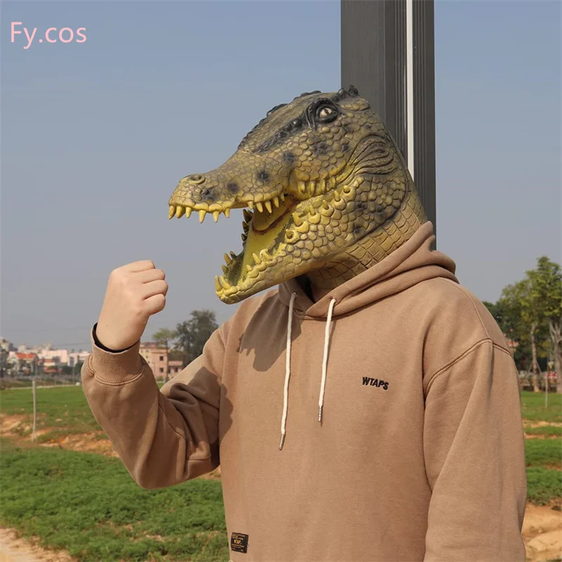 

Alligator Mask Masquerade Party Adult Latex Reptile Animal Full Face Helmet Halloween Carnival Cosplay Crocodile Costume for Men