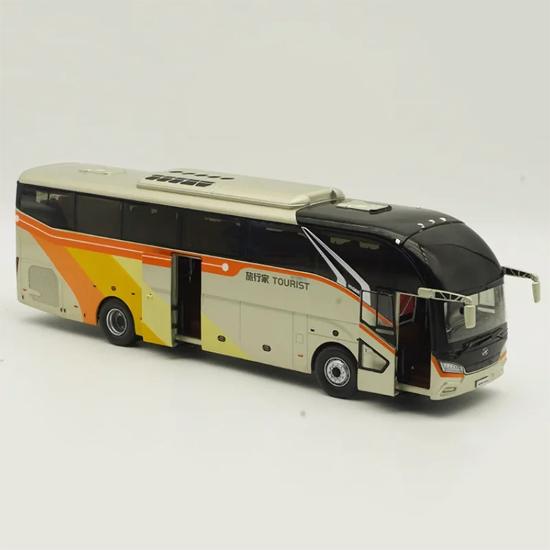 Diecast 1:42 Scale Suzhou Jinlong Haige Bus Traveler Model Bus Highway Bus Alloy Model Finished Simulation Collection Gift Toys