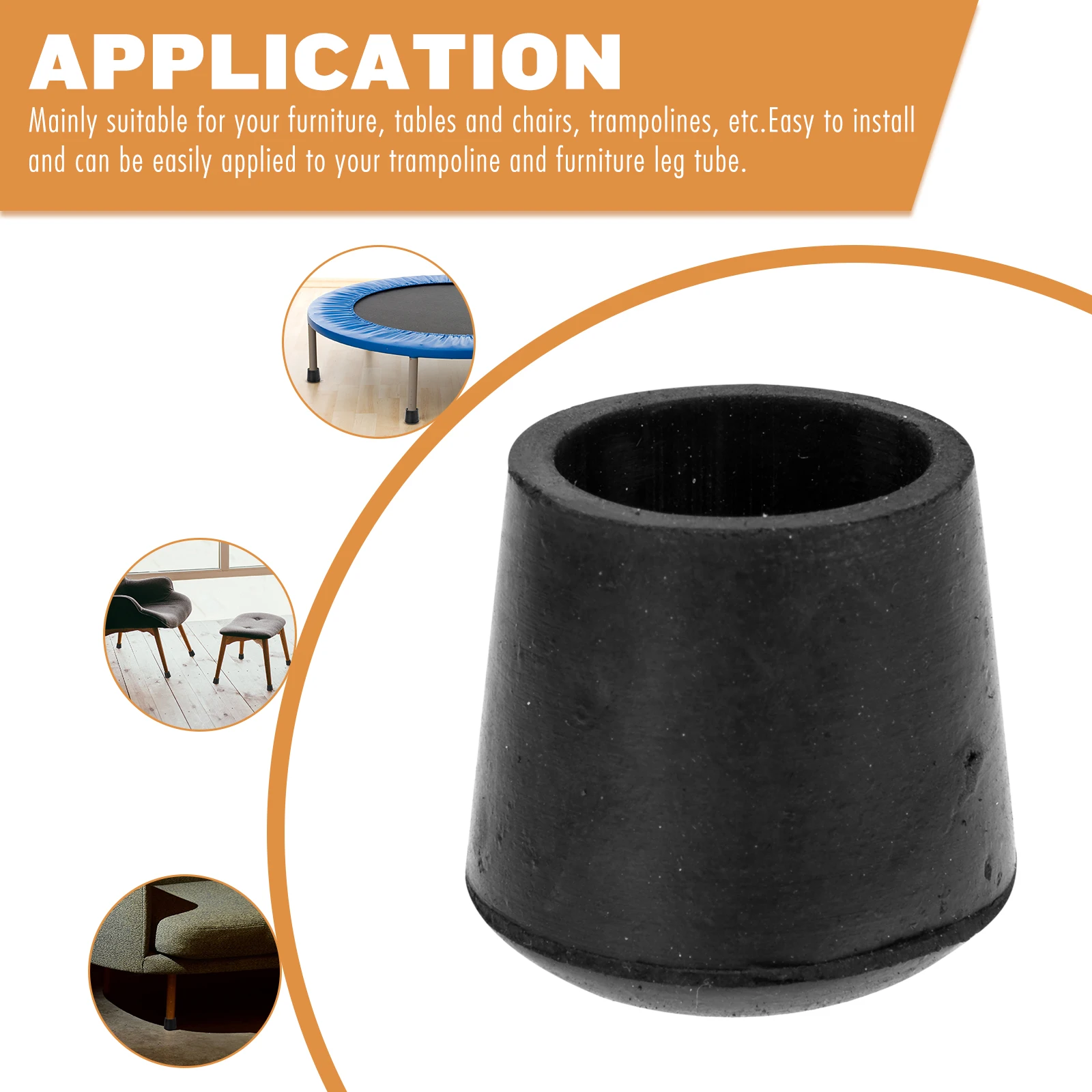 

20 Pcs Toe Caps for Trampoline Rubber Feet Leg Stoppers Household Lawn Pads Black