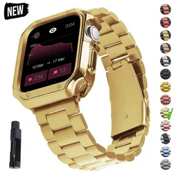 Stainless Steel Band+Case for Apple Watch Band Ultra 2 49mm 41mm 45mm 40mm 44mm 38mm 42mm TPU Cover Bracelet Series 9 8 7 6 SE 5