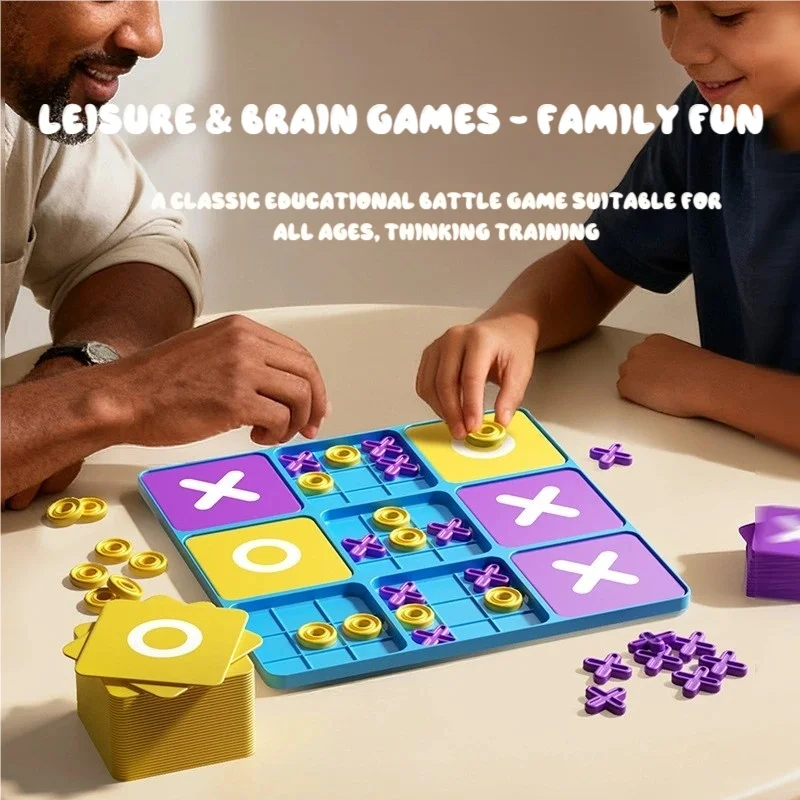 男の子と女の子の両方に適した9マスのXO三目並べボードゲーム、論理的思考を訓練するための早期教育卓上ゲーム、子供の教育玩具、クリスマス、春節、元旦、誕生日に適しており、男の子と女の子の玩具に適しています。