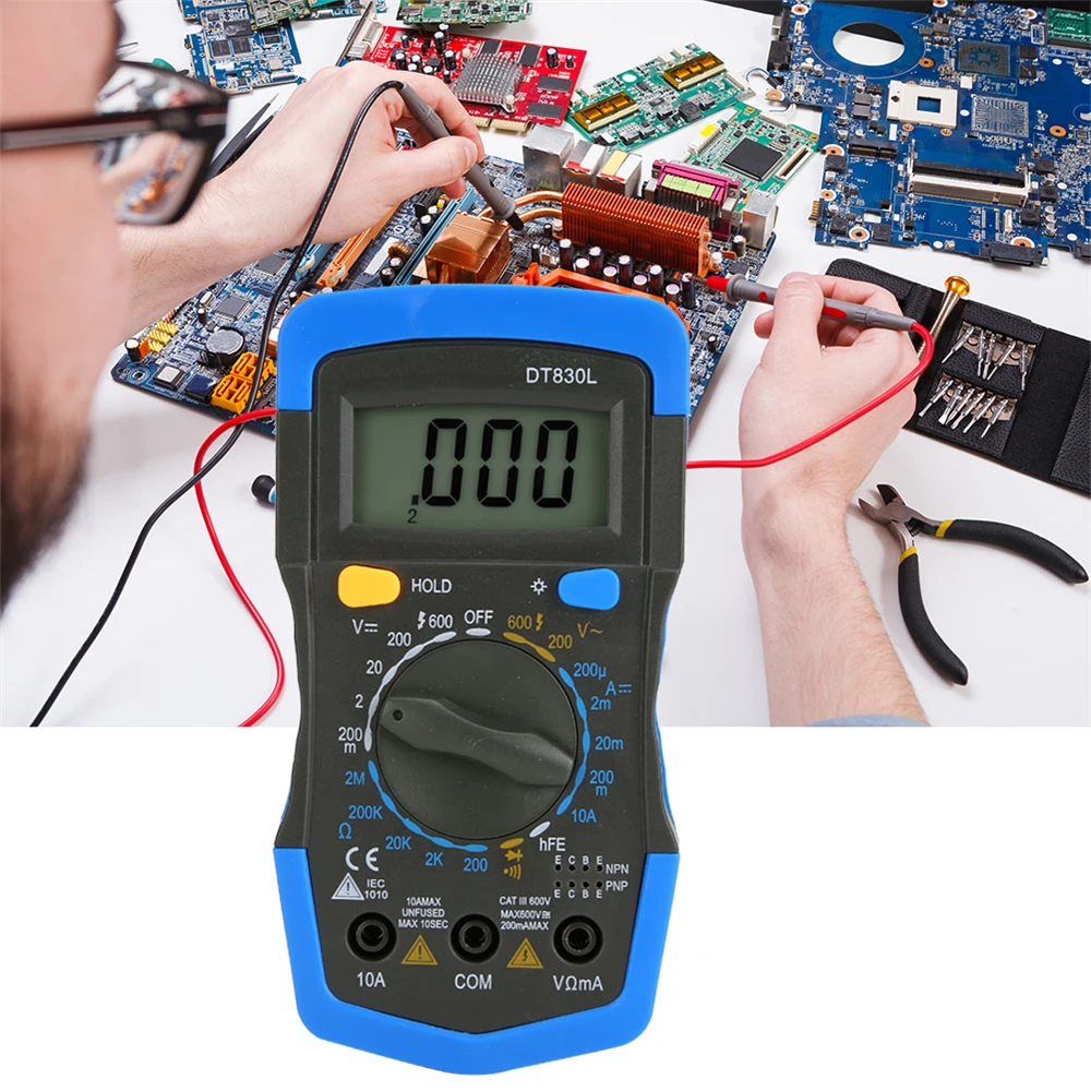 

DT830L Electrical Tester Digital Voltmeter Ammeter Ohmmeter Multimeter Volt LCD Display Tester Meter