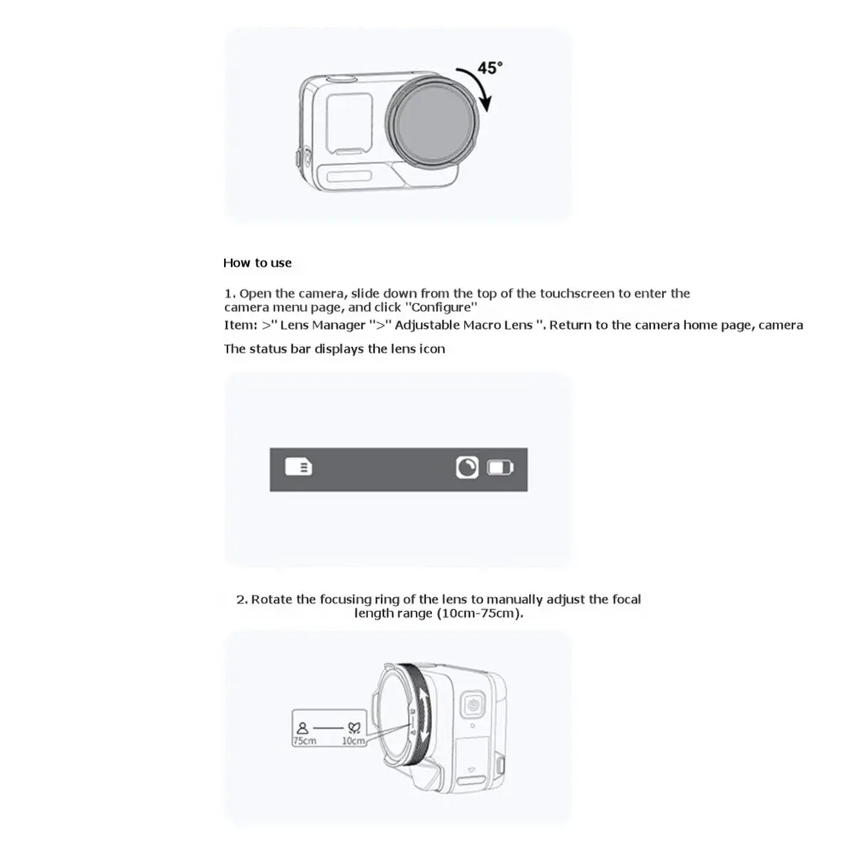 For Pro 2 Adjustable Macro Lens Action Camera Accessory