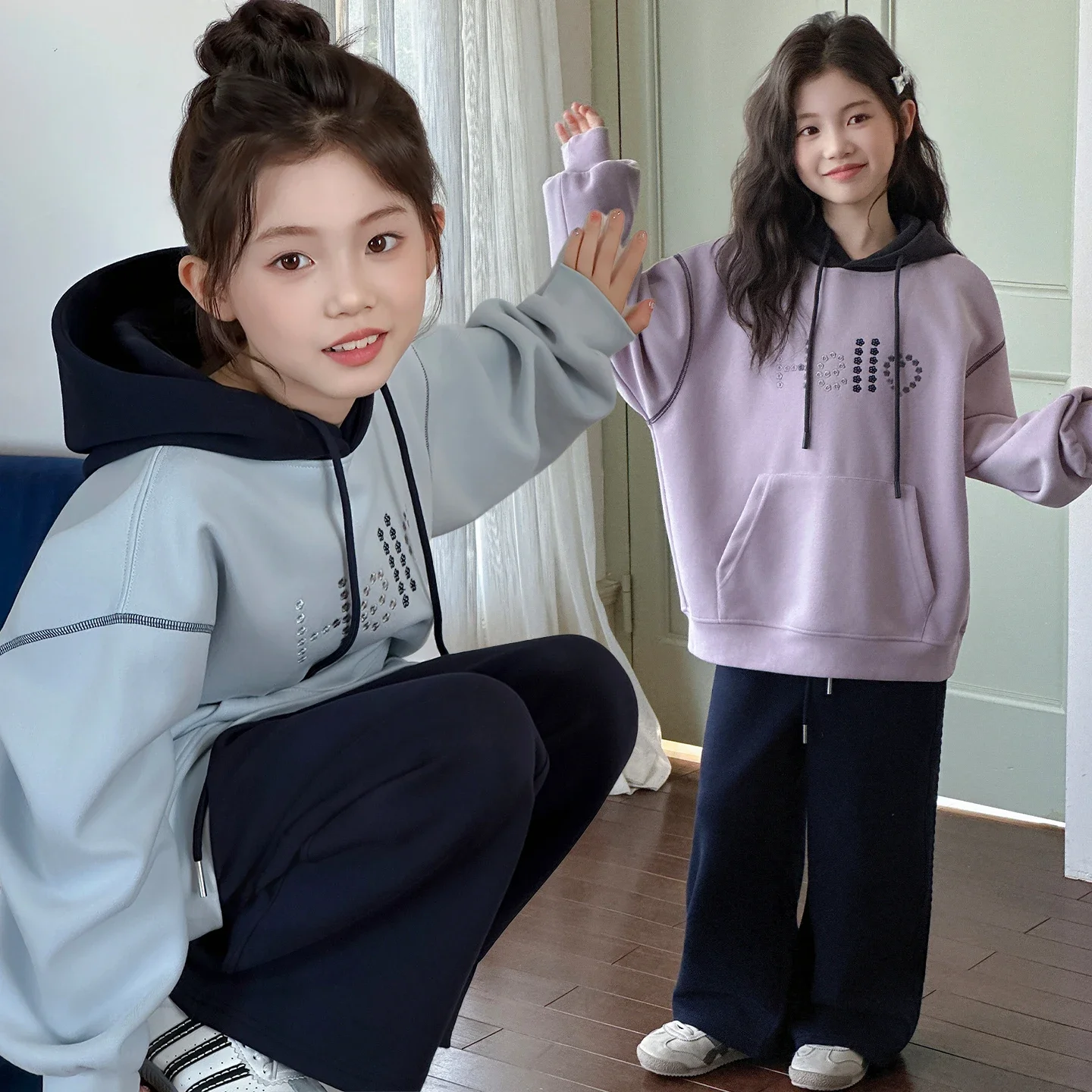 

2025 Spring and Autumn Girl Embroidery Contrast Color Letter Sweater Fashion Hip Hop High Quality Girl