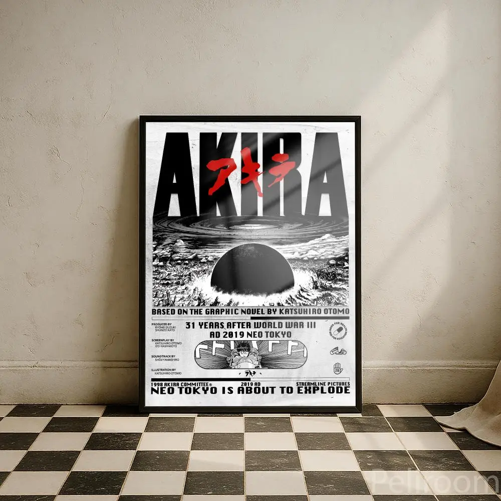 Akira Anime Manga 90s Poster Peelable Self-Adhesive Stickers, Frameless Wall Art Decals for Bedroom Living Room Home Decor