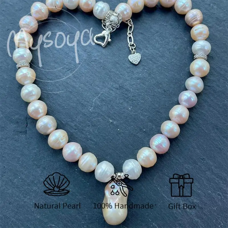 

MYSOYA 11-13 мм ожерелье с подвеской из жемчуга в стиле барокко, несколько размеров с подарочной коробкой, идеальный подарок на день рождения, свадьбу, Рождество, Новый год