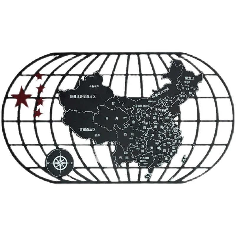 

Retro wrought iron world map pendant bar coffee shop industrial wind decoration decoration