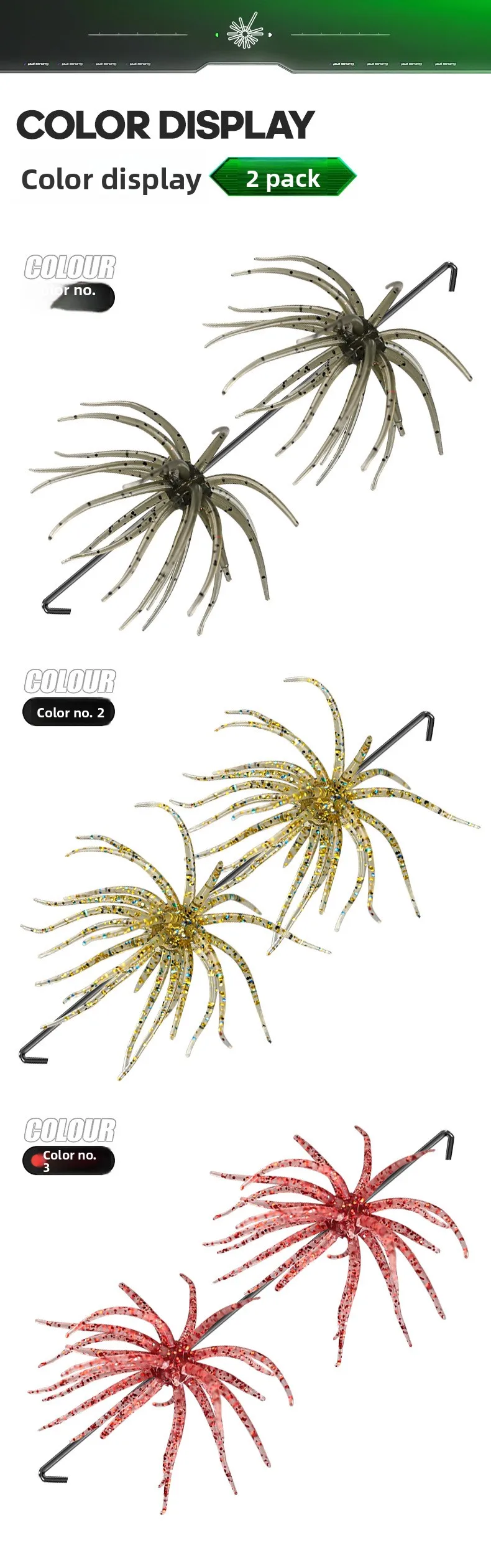1-2PCS 5cm1,9gLure Schwimmende Seeigel Weichen Köder Bionic Weiche WurmTPELure Köder für Meer Angeln, schwarz Pit Wild Angeln, Wasser Bla – Detail 11