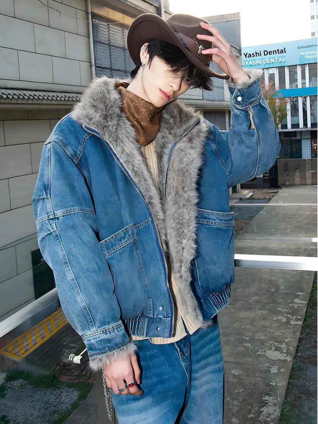 

American Retro Men's Denim Cotton Jacket Short Thick Winter Coat Mountain Eagle Pilot Cotton Padded Youth Casual Warm Outerwear