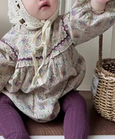 Baby Girl Jumpsuits Spring Clothes Vintage Stylish Floral Ruffles Long Sleeve Baby Bodysuit for Infants Rompers Children Clothes 2