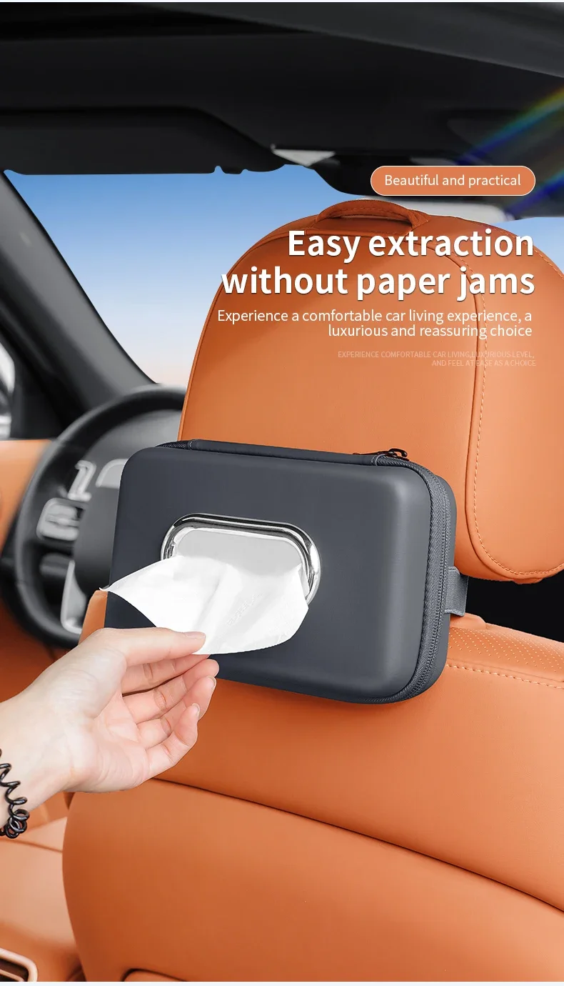 Premium Leder Auto-Taschentuchhalter für die Rückenlehne, Serviettenspender für die Armlehne, universeller Organizer für Papierhandtücher im Auto – Detail 3