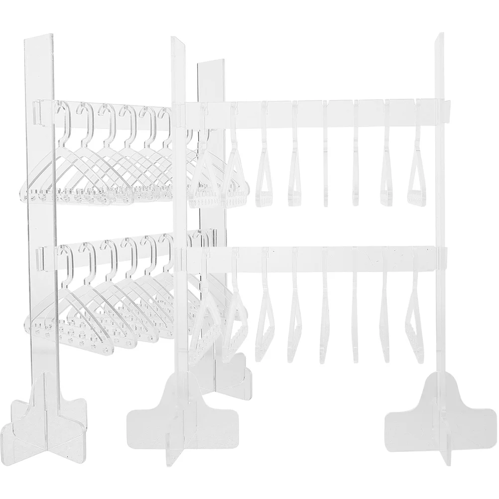 2Pcs Acrylic Jewelry Display Stand Double-Layer Necklace Holder Desktop Organizer for Rings Earrings Bracelets
