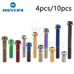 Wanyifa Titanium Bolt M8x15/20/25/30/35/40/45/50/55mm Flange Inner Hexagon Head Screws for Motorcycle Brake Calipers 4/10pcs
