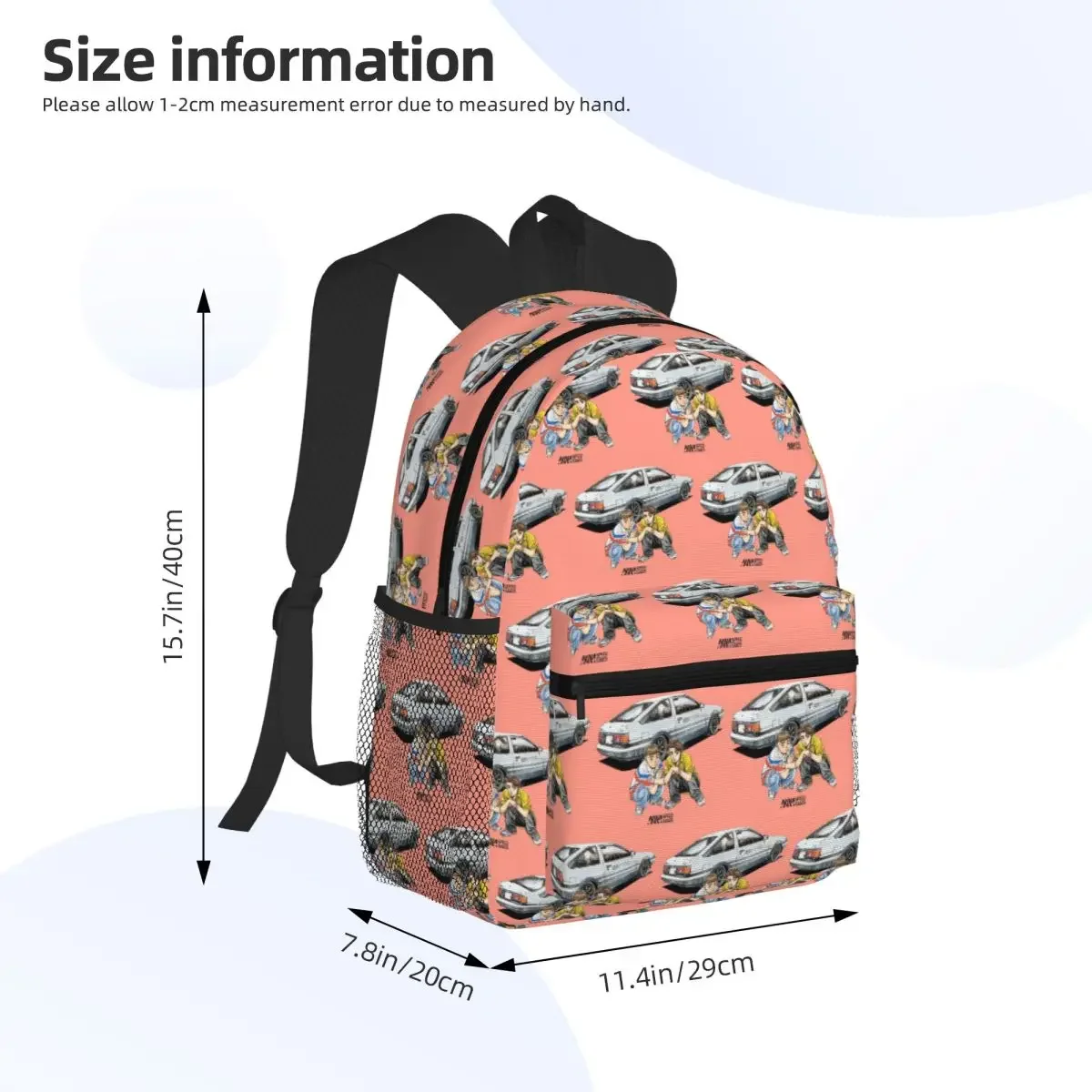 Initial D Student Backpack School Bag Hiking Travel Daypack for Men Women Fashion Bookbag Shoulder Bags