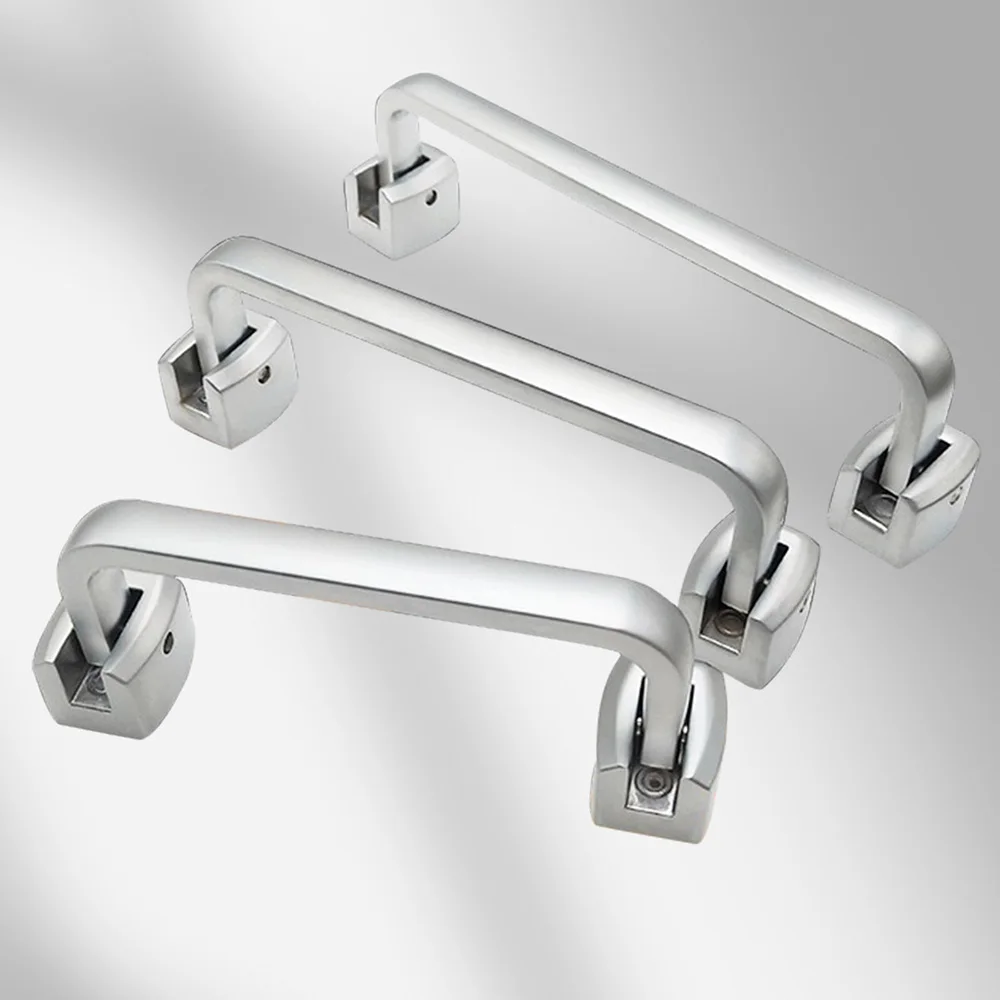 Hole Pitch 80mm-120mm Folding Pull Handle 90° Bent Square Tube Alloy Grip Industrial Equipment Cabinet Door Toolbox Carry Handle