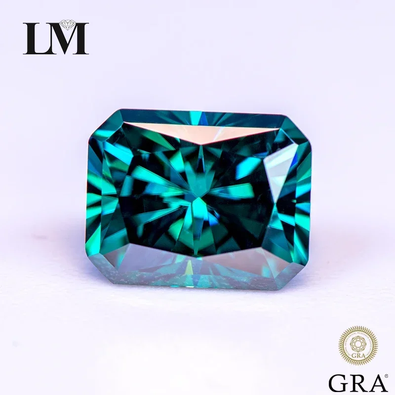 

Moissanite Stone Natural Color Emerald Green Radiant Cut Lab Grown Diamond DIY Charms Woman Jewelry Making With GRA Certificate