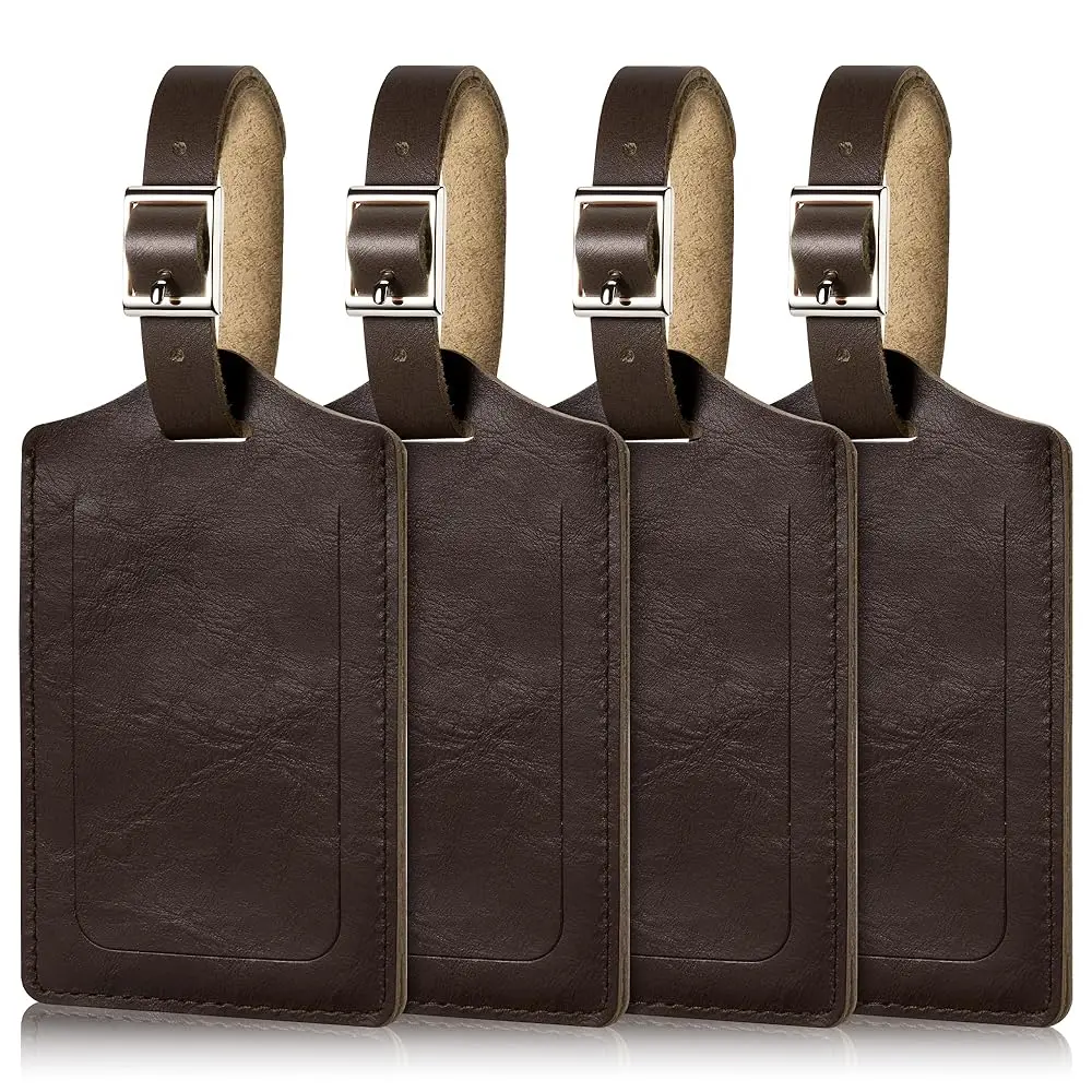 

Free Shipping4 Pack Genuine Leather Luggage Tags for Suitcases TSA Approved Durable Baggage Tags, Travel Essentials for Flying,