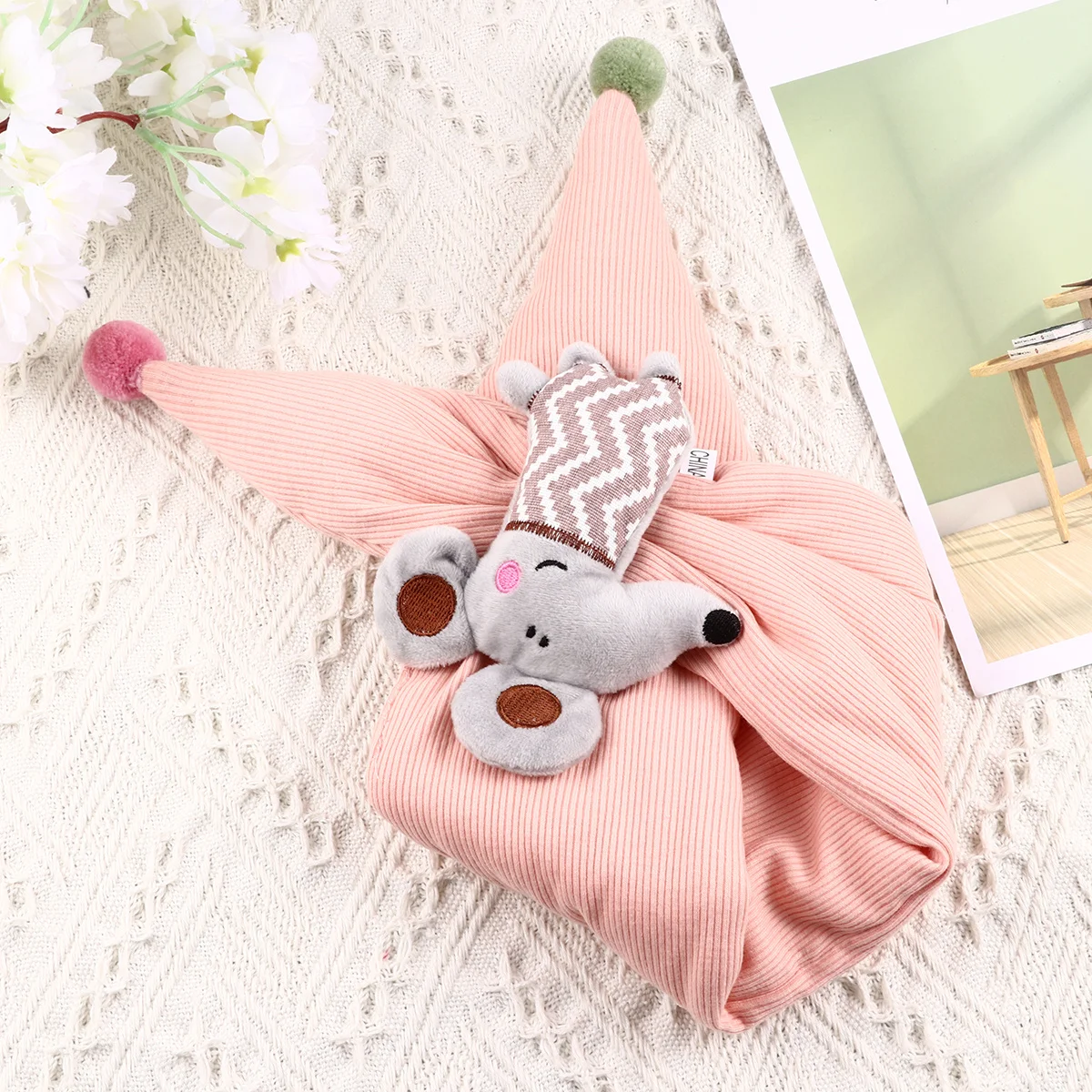 

Шарф с крестом из мультфильма «Маленькая мышка», зимний теплый детский шарф, бледно-розовый, уникальный дизайн, удобный подарок на день рождения, подарок на день рождения