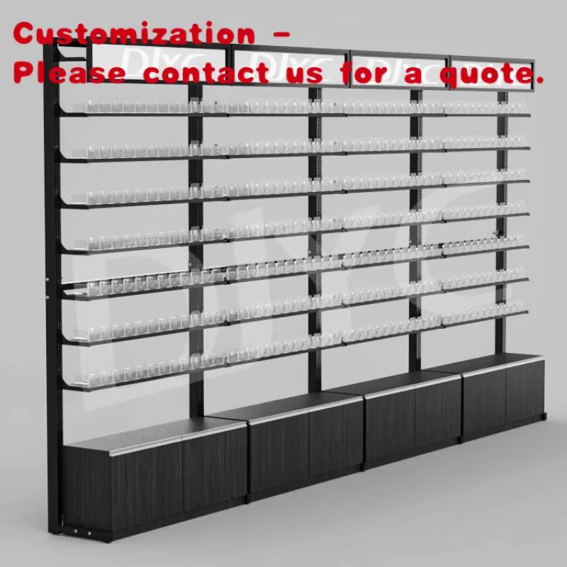 custom.Adjustable Shelf Cabinets Retail Shop Smoke Shelf Display Showcase Rack With Acrylic Pusher