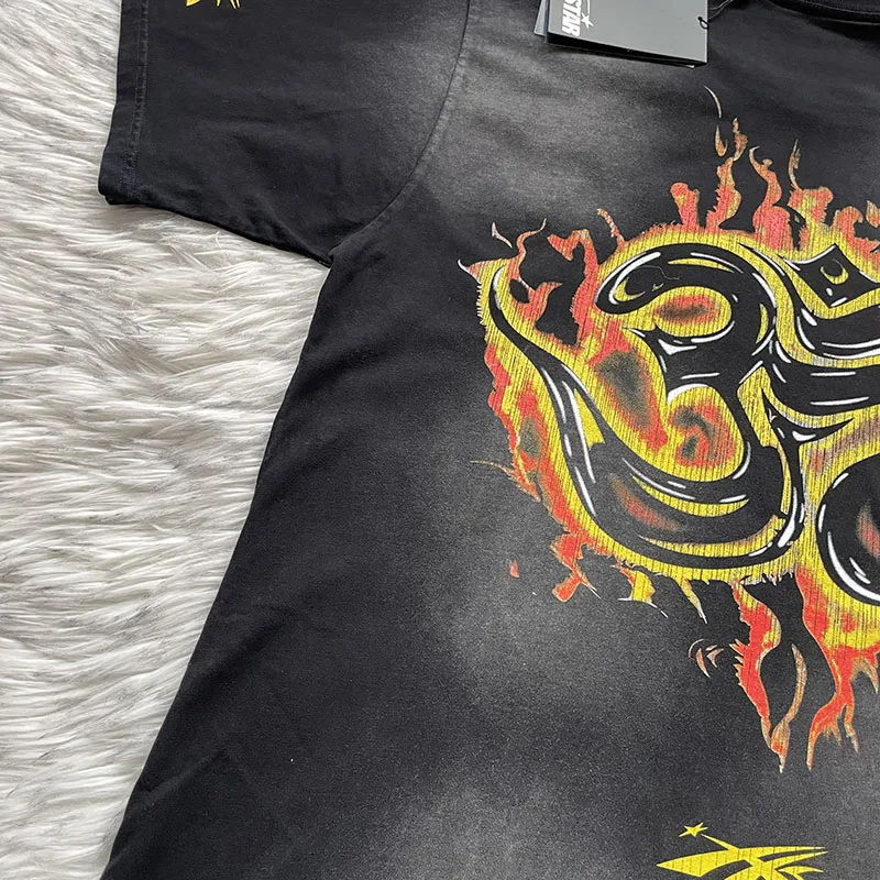 Hellstar Studios Reach Your Inner T Skull Heavy Craft Washed Short Sleeve Pure Cotton T-Shirt Youth Summer Fashion round Neck view 4