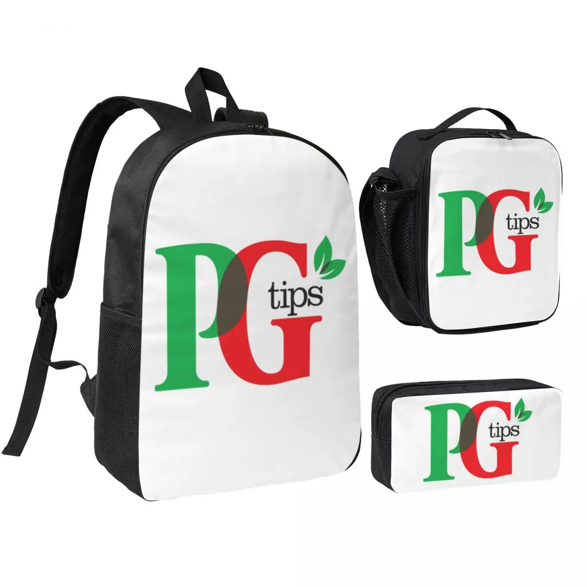 

PG Tips Backpack Boys Girls BookBag School Bag Shoulder Bags 3ps Insulated Lunch Bag Pencil Case